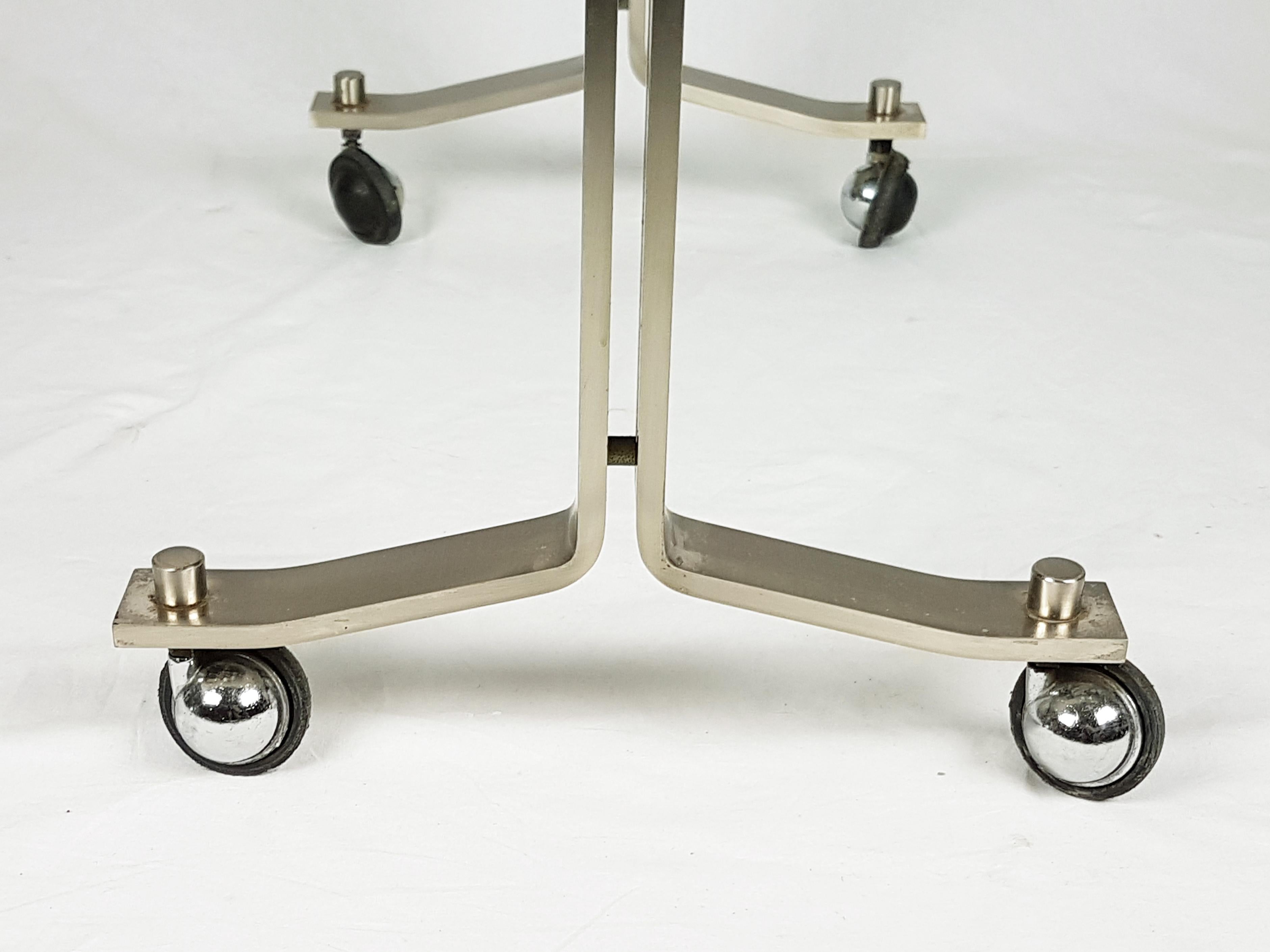 Brushed Steel & Stained Wood 1960s Office, Tv or Service Trolley by Formanova For Sale 2