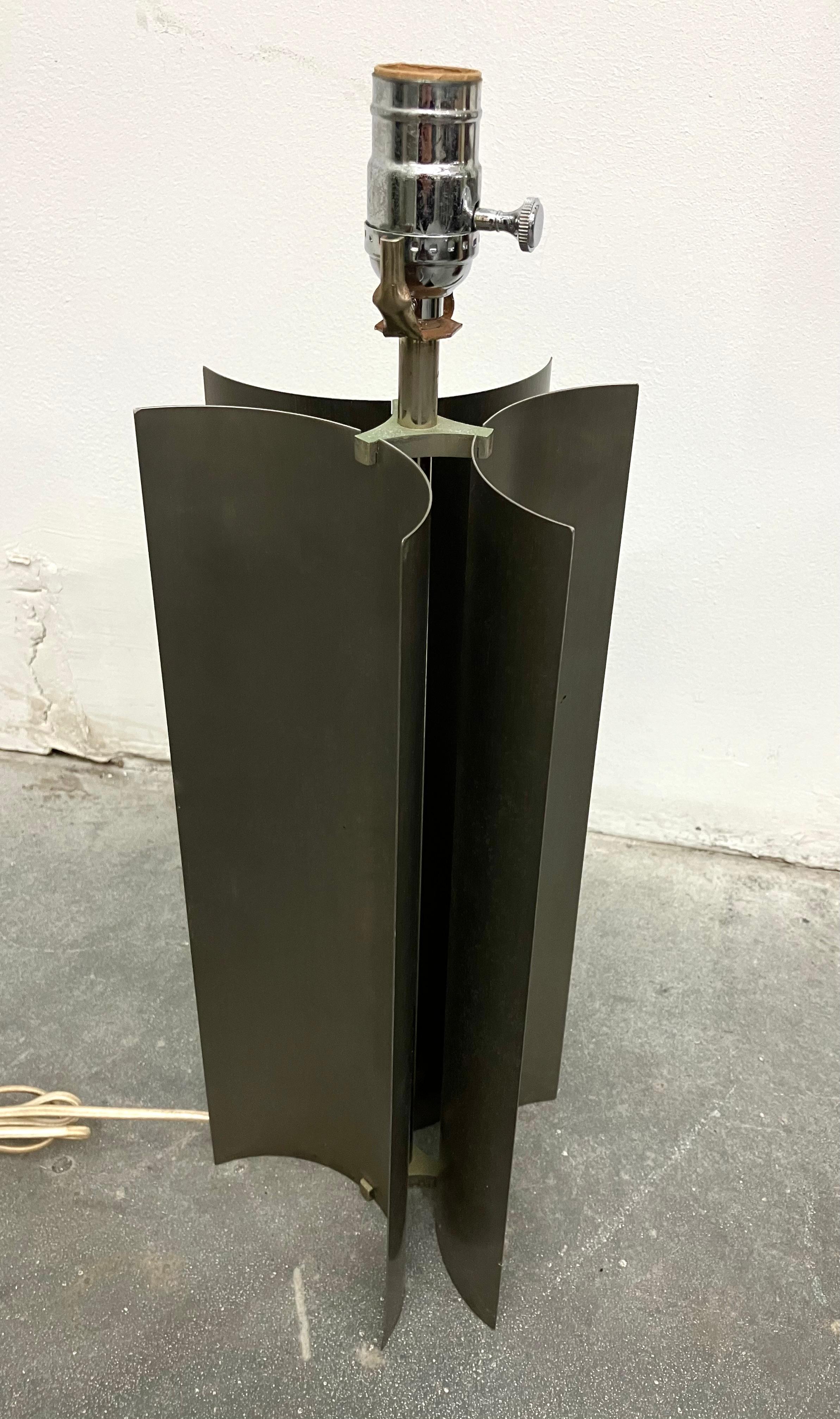 Late 20th Century Brushed Steel Table Lamp For Sale
