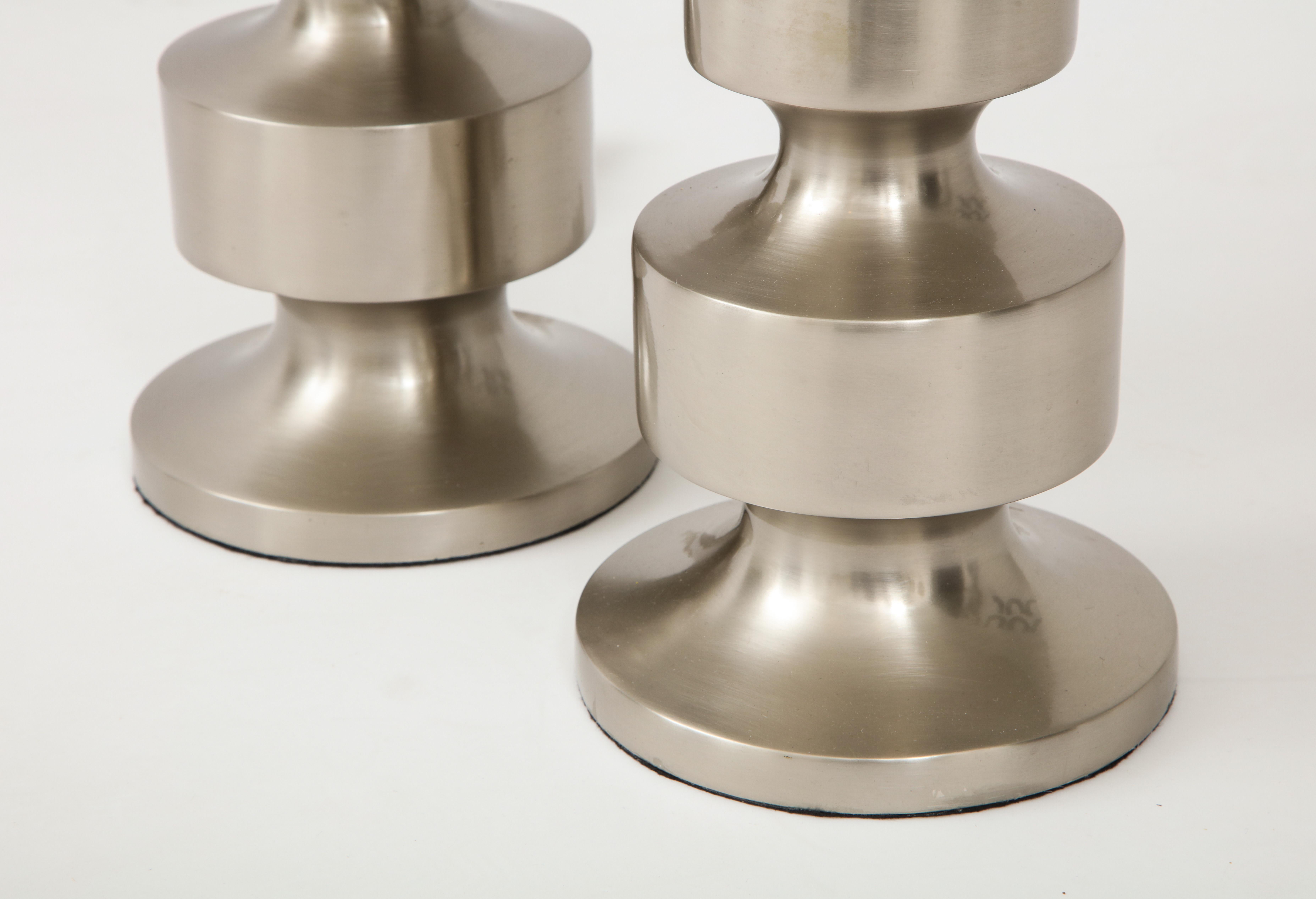 Brushed Steel Totem Lamps For Sale 2