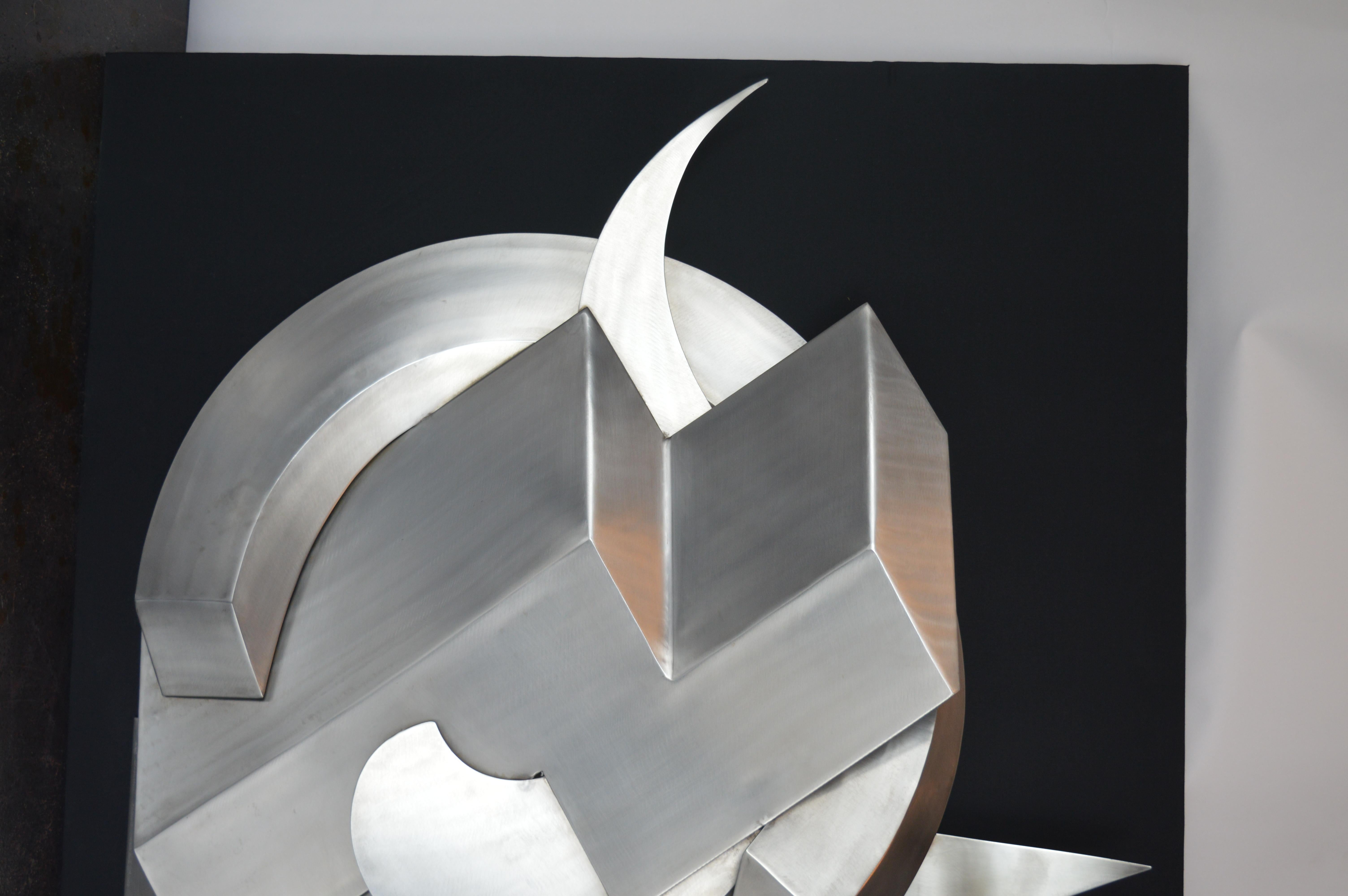 Brushed Steel Wall Sculputure by Bob Stimmel In Excellent Condition In Los Angeles, CA