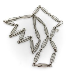 Brushed Sterling Silver Trombone Link Variation Chain with Dog Clip