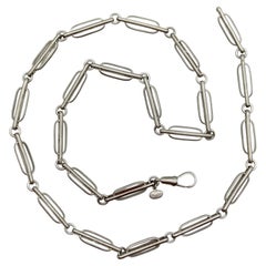 Brushed Sterling Silver Trombone Link Variation Chain with Dog Clip