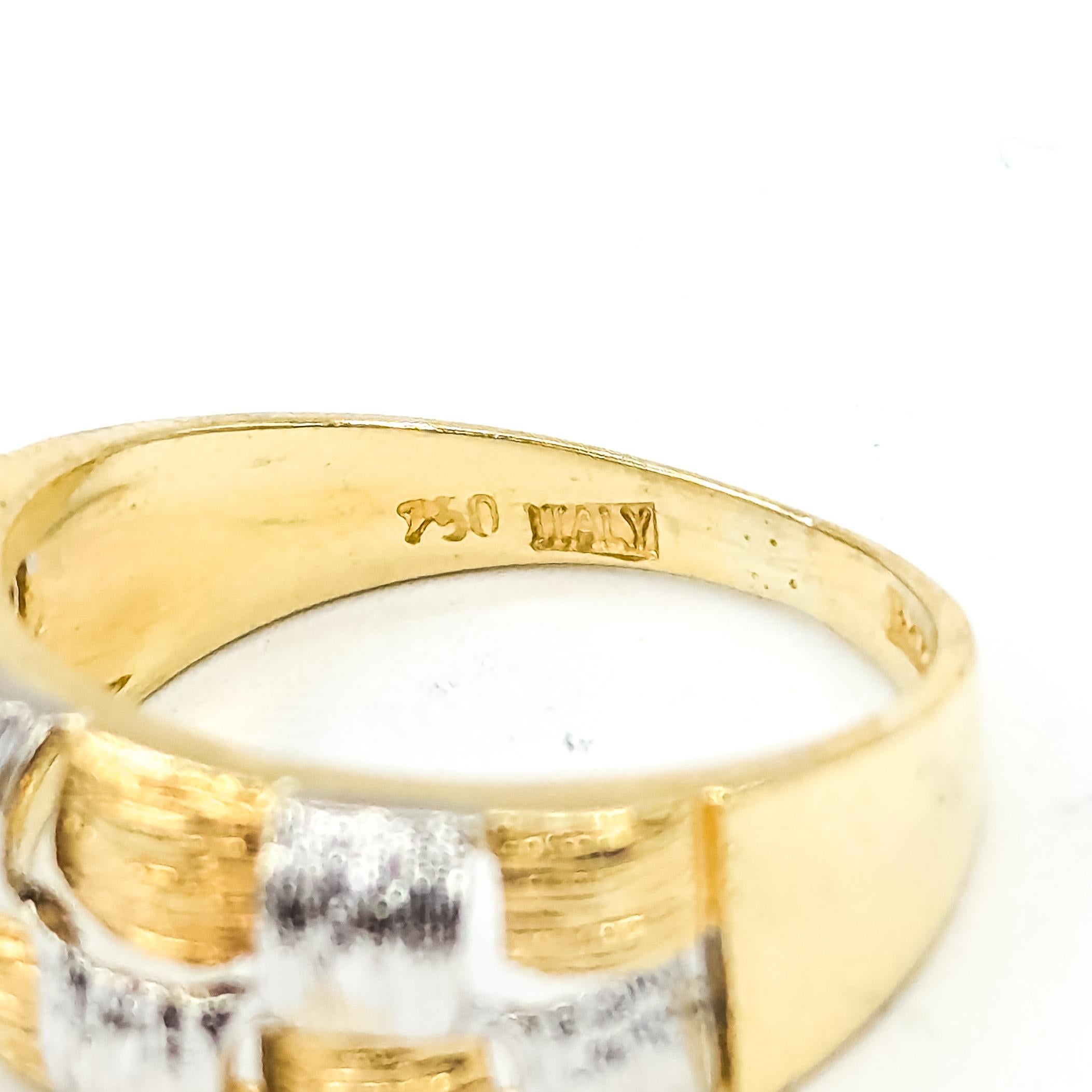 Brushed Two-Tone Basket-Textured Ring in 18k Two-Tone Gold in vendita 3