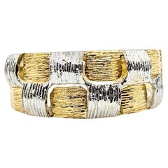 Brushed Two-Tone Basket-Textured Ring in 18k Two-Tone Gold