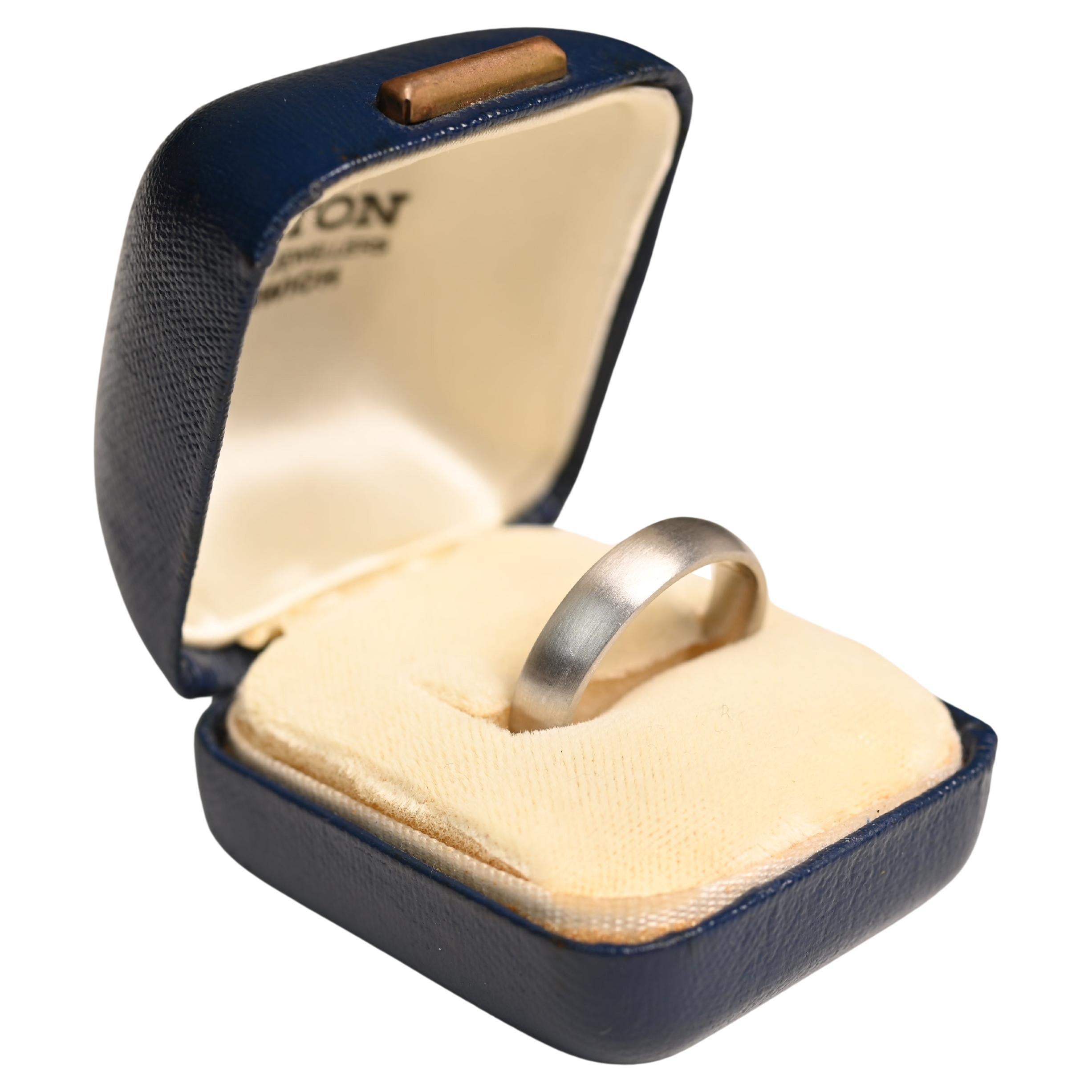 Handcrafted Wedding Band. Plain Platinum Band Comfort Fit 5mm Brush Finished For Sale
