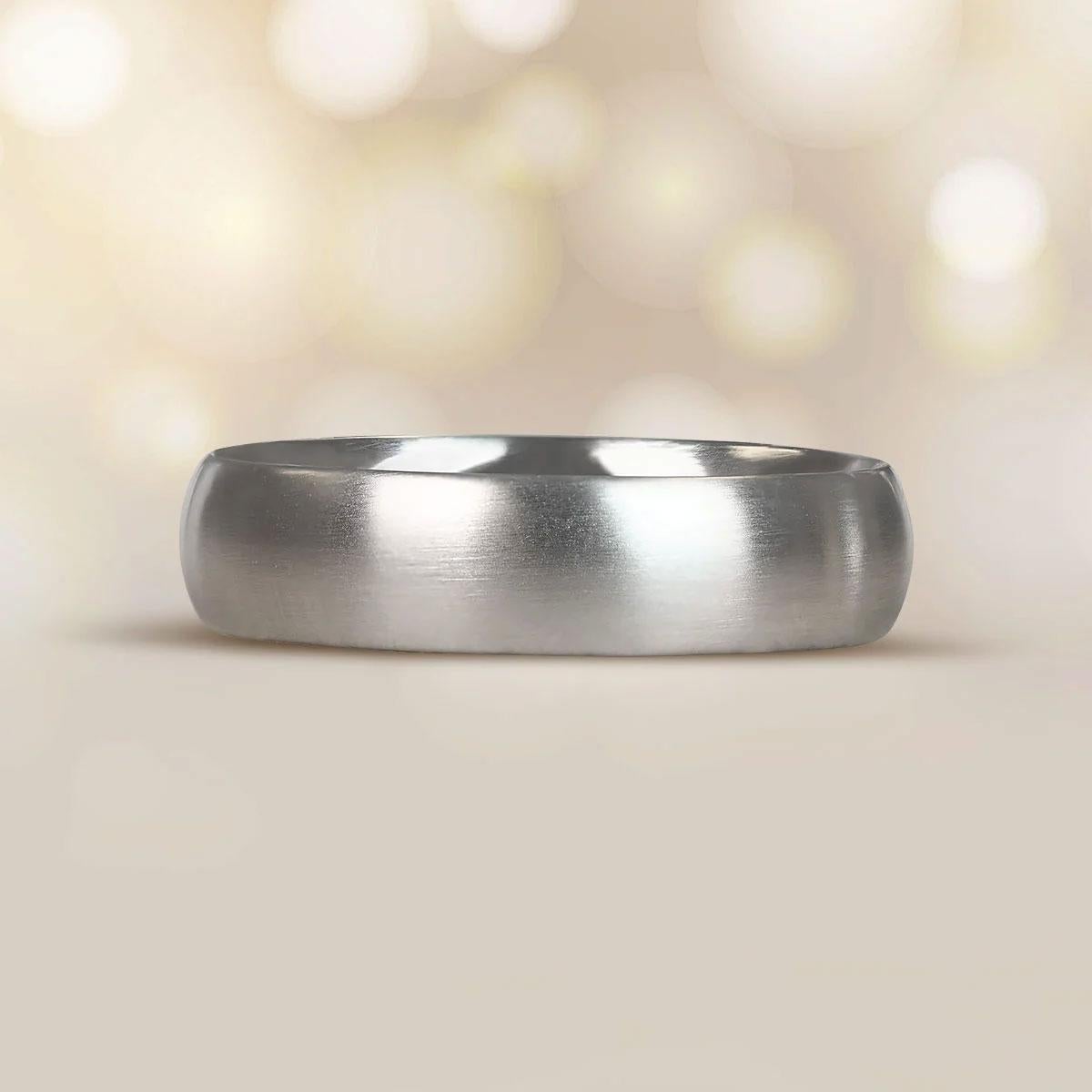Brushed Wedding Band, Platinum In Excellent Condition For Sale In New York, NY