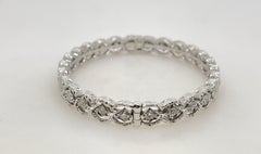 Brushed White Gold Round Diamond Hinged Bangle