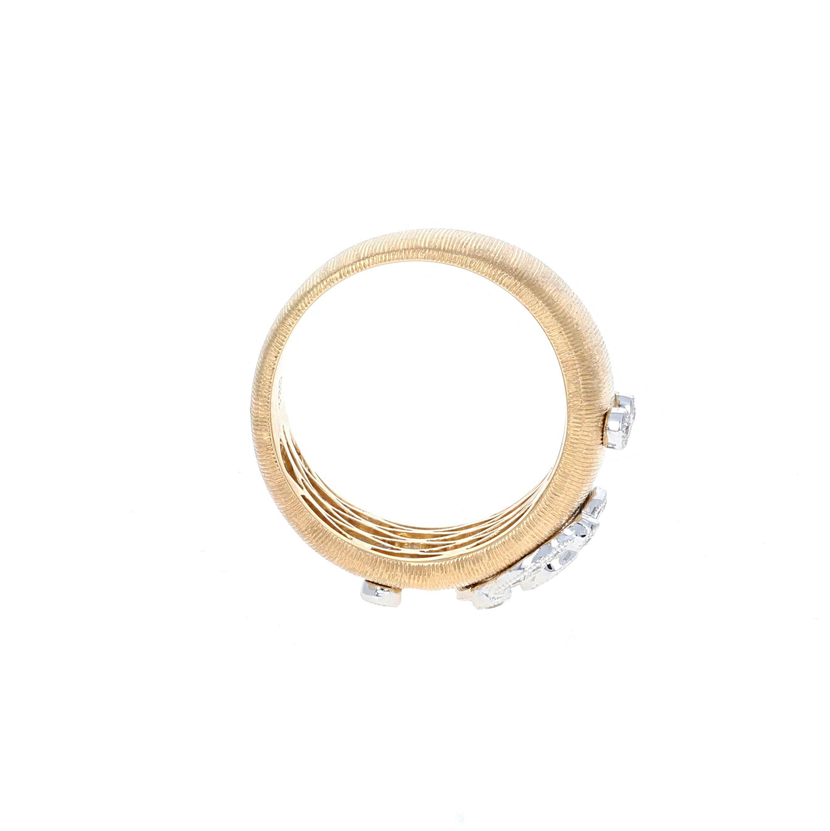 18kt Gelbgold Diamant gebürsteter Mode-Ring (Rundschliff) im Angebot