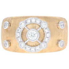 18kt Yellow Gold Diamond Brushed Fashion Ring