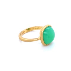 Brushed Yellow Gold with a Cabochon Crisaprasio Cocktail Ring