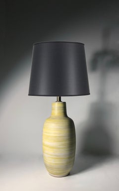 Lampe de table en céramique jaune/vert brossée de Lee Rosen pour Design Technics