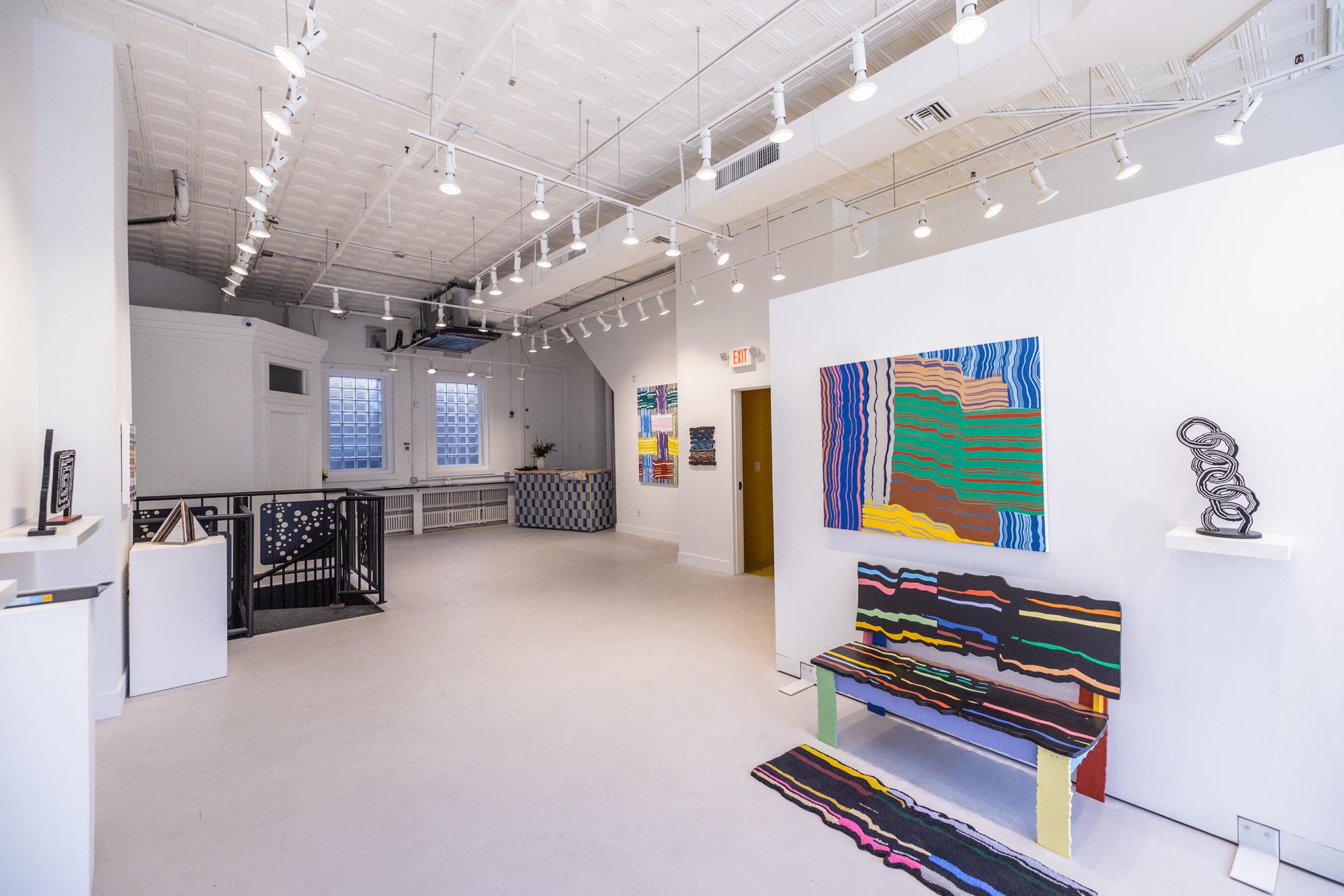 Pinselstrich-Motivteppich, Bunter Abstrakter Tuftingteppich (klein) im Angebot 1