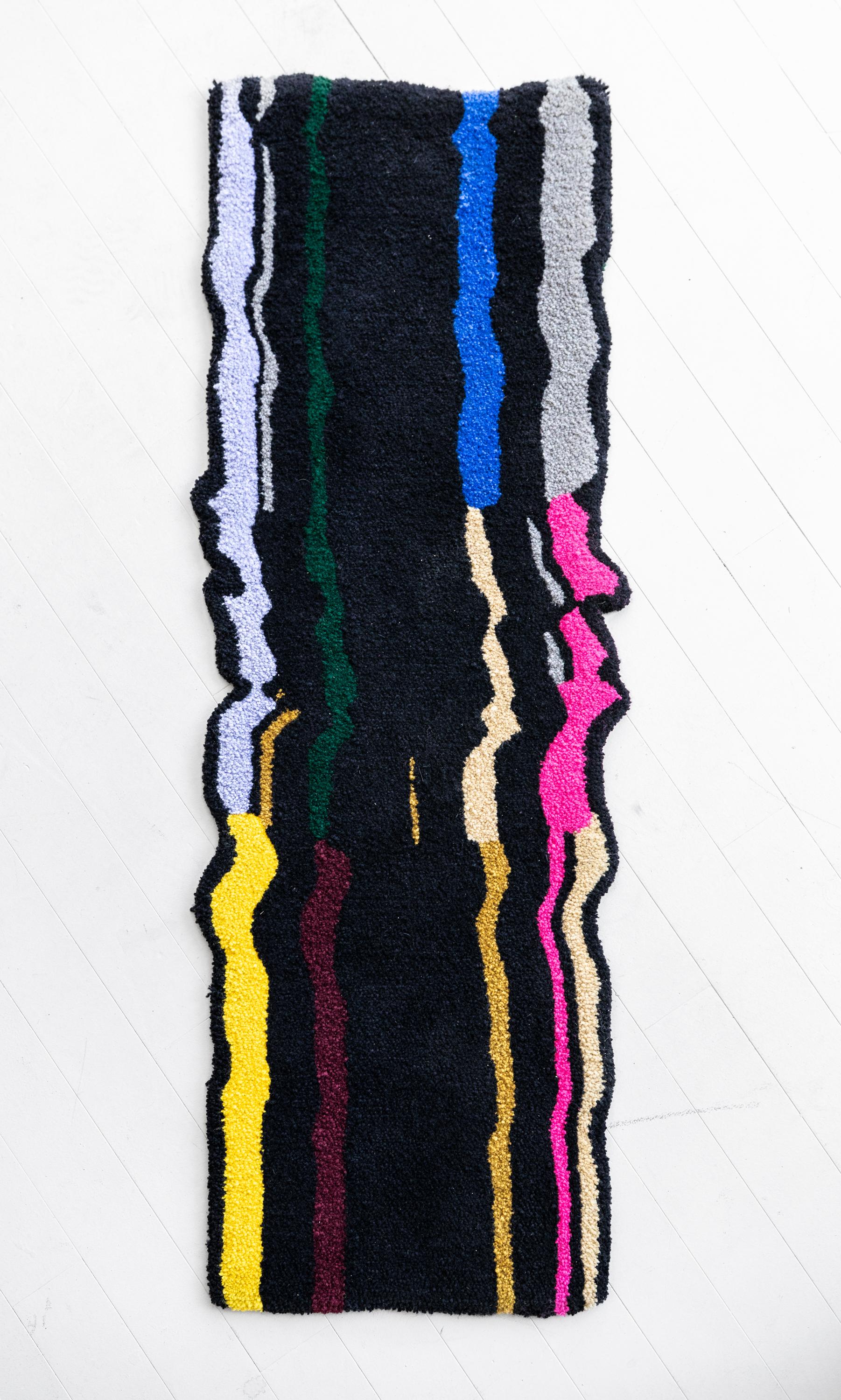 Teppich mit Pinselstrichen-Motiv, farbenfroher abstrakter getufteter Teppich (groß) (Moderne) im Angebot