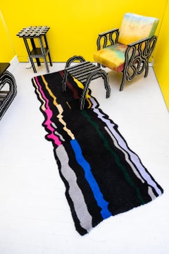 Tappeto con motivi a pennello, tappeto astratto colorato (grande)