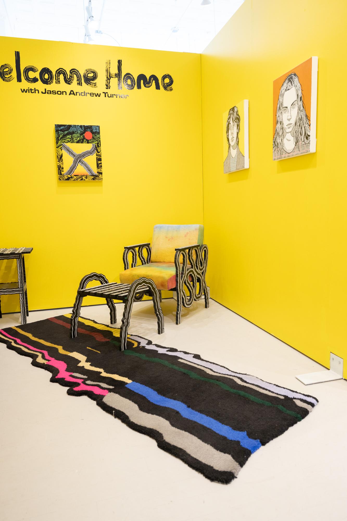 Teppich mit Pinselstrichen-Motiv, farbenfroher abstrakter getufteter Teppich (groß) im Angebot 1