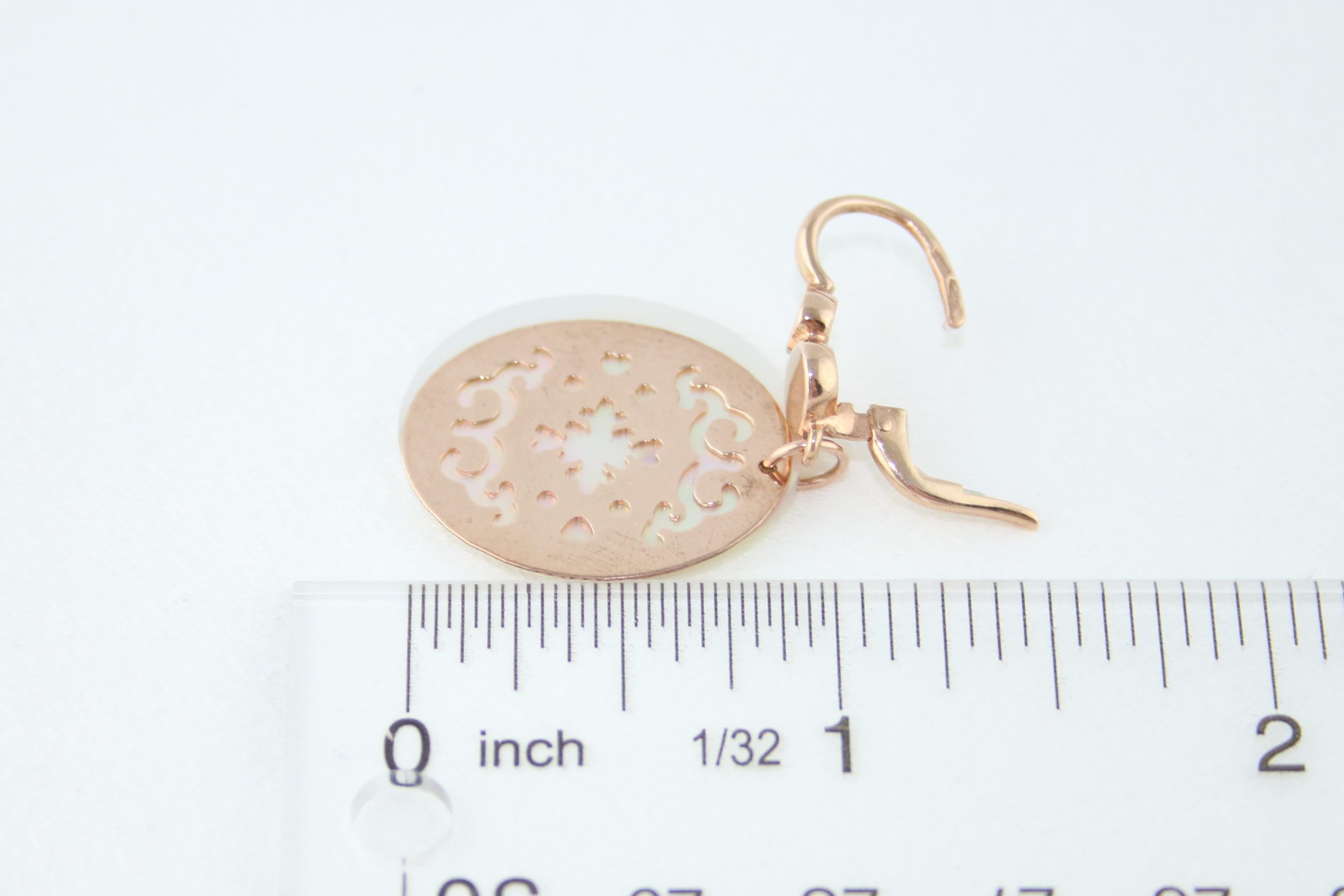 Brusi Jewelry Mother of Pearl and Rose Gold Drop Earrings For Sale 3