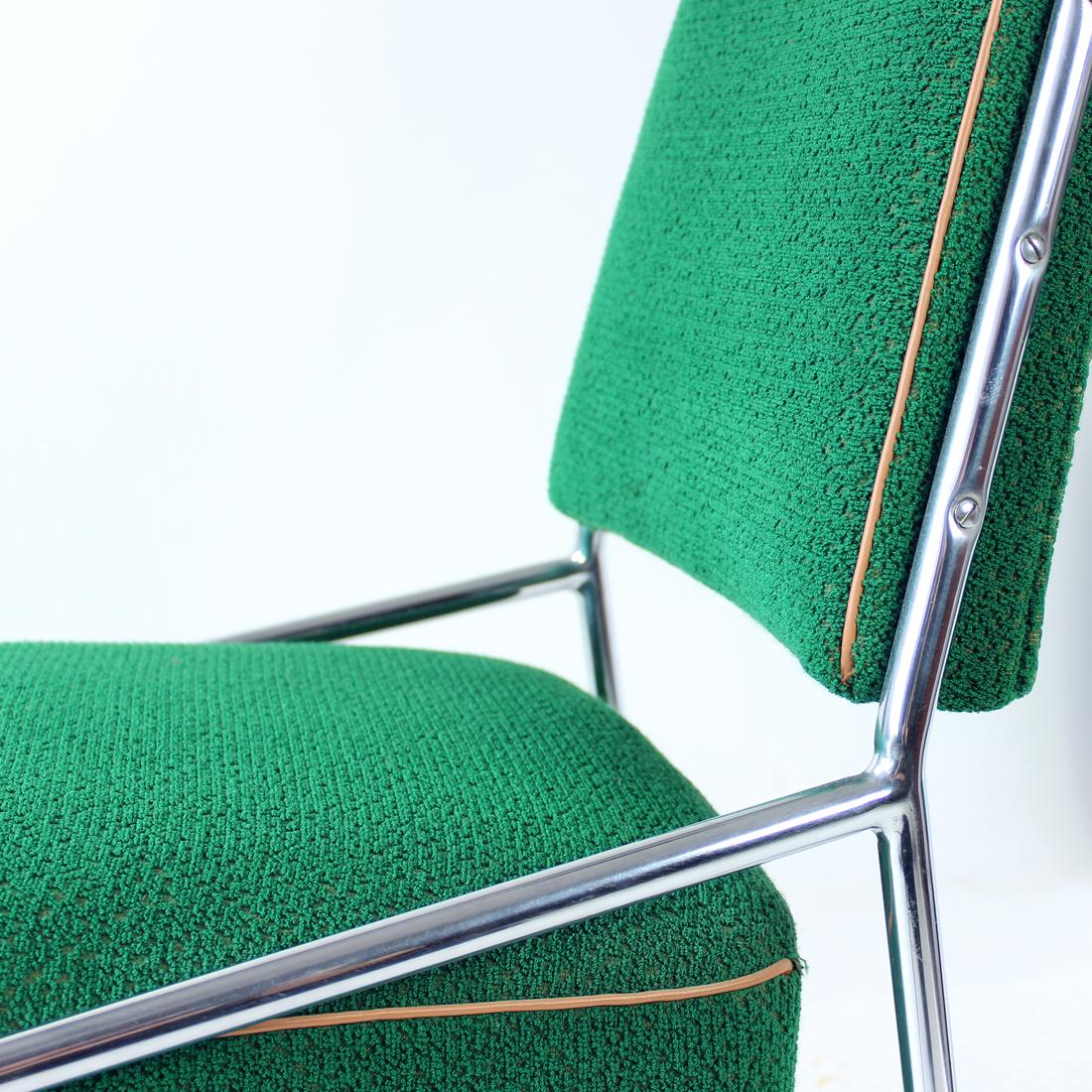 Brussel Dining Chairs in Chrome & Green Fabric, Czechoslovakia 1960s, Set of 4 For Sale 6