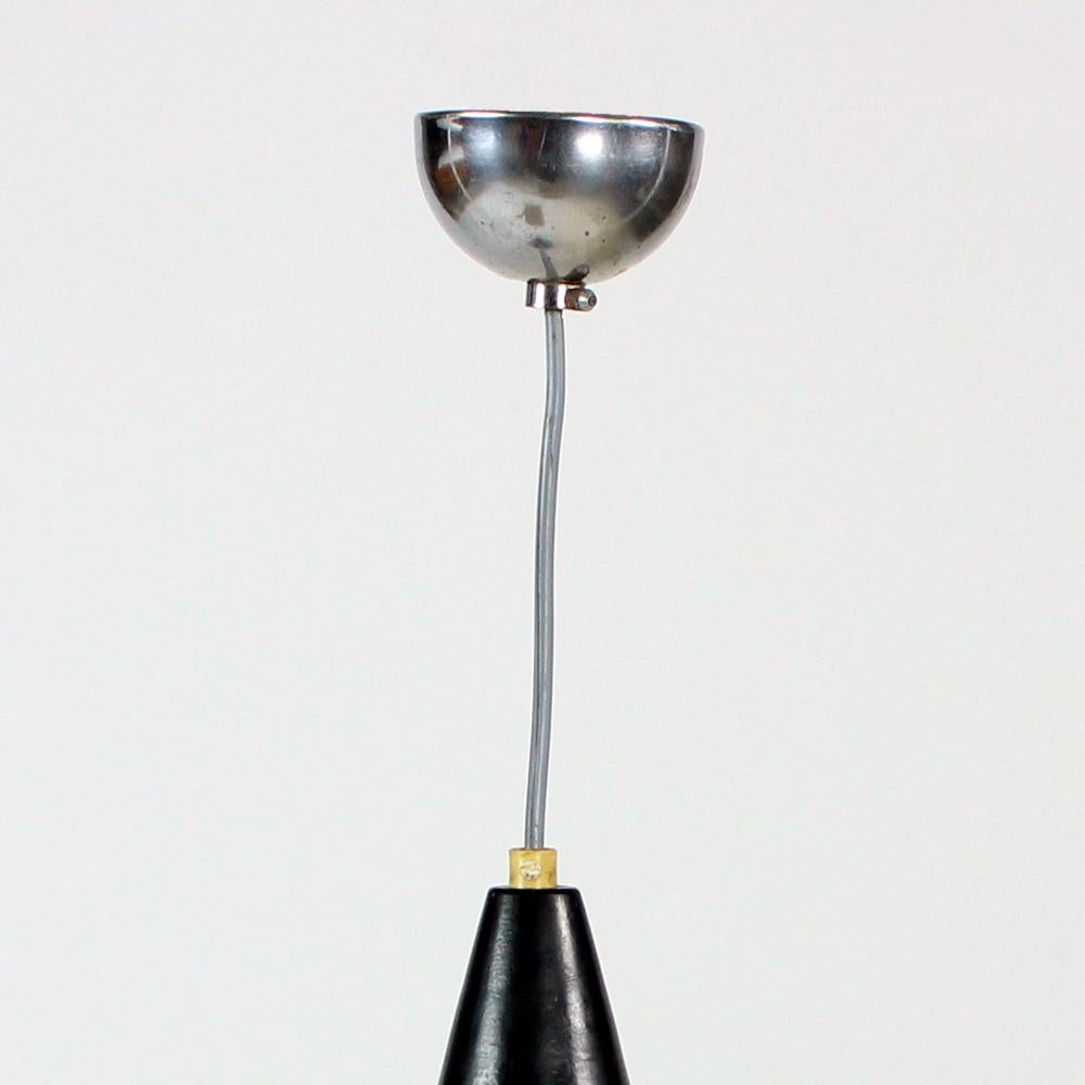 Painted Brussel Era Ceiling Light in Black & White Combination, Czechoslovakia 1960s For Sale
