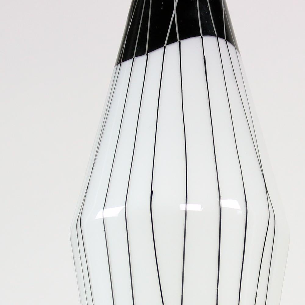 Glass Brussel Era Ceiling Light in Black & White Combination, Czechoslovakia 1960s For Sale