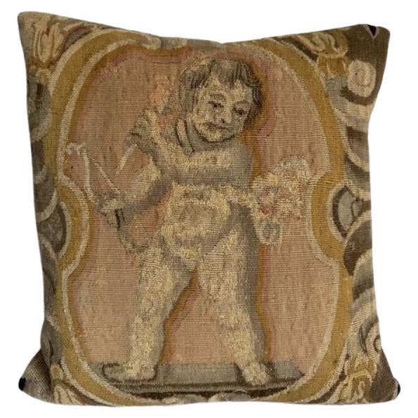 Brussels 17th Century Tapestry 16" X 16" Pillow For Sale
