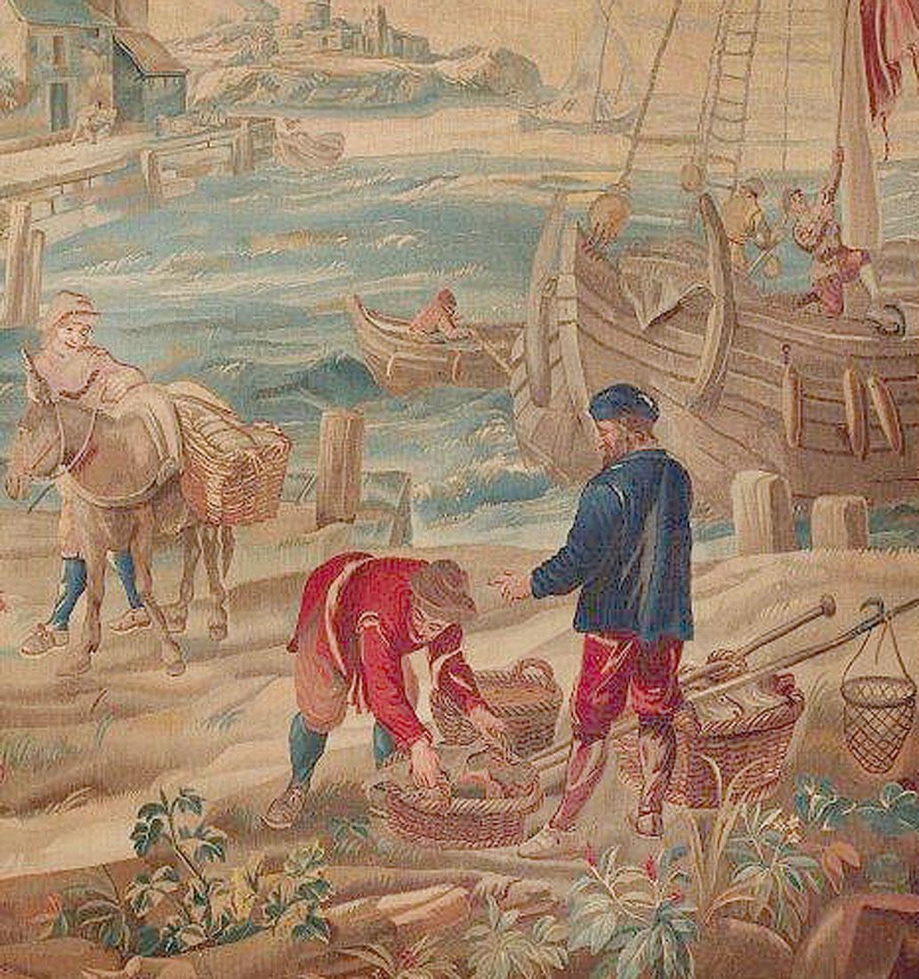 Brussels 18th Century Tapestry Teniers, Marché Poisson 12'6 x 8'6  For Sale 8