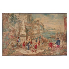 Brussels 18th Century Tapestry Teniers, Marché Poisson 12'6 x 8'6 