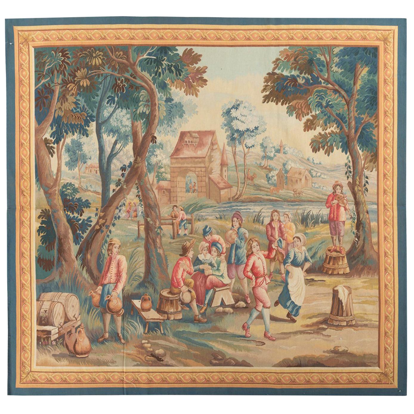 Brussels 18th Century Teniers Style Tapestry 7'9 x 8'7