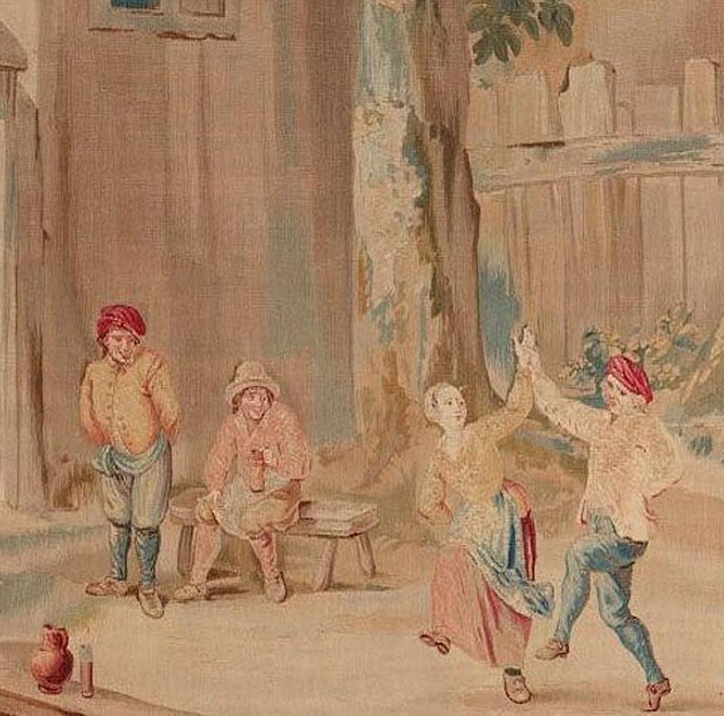 Belgian Brussels 18th Century Teniers Tapestry, circa 1780  8' x 6'7
