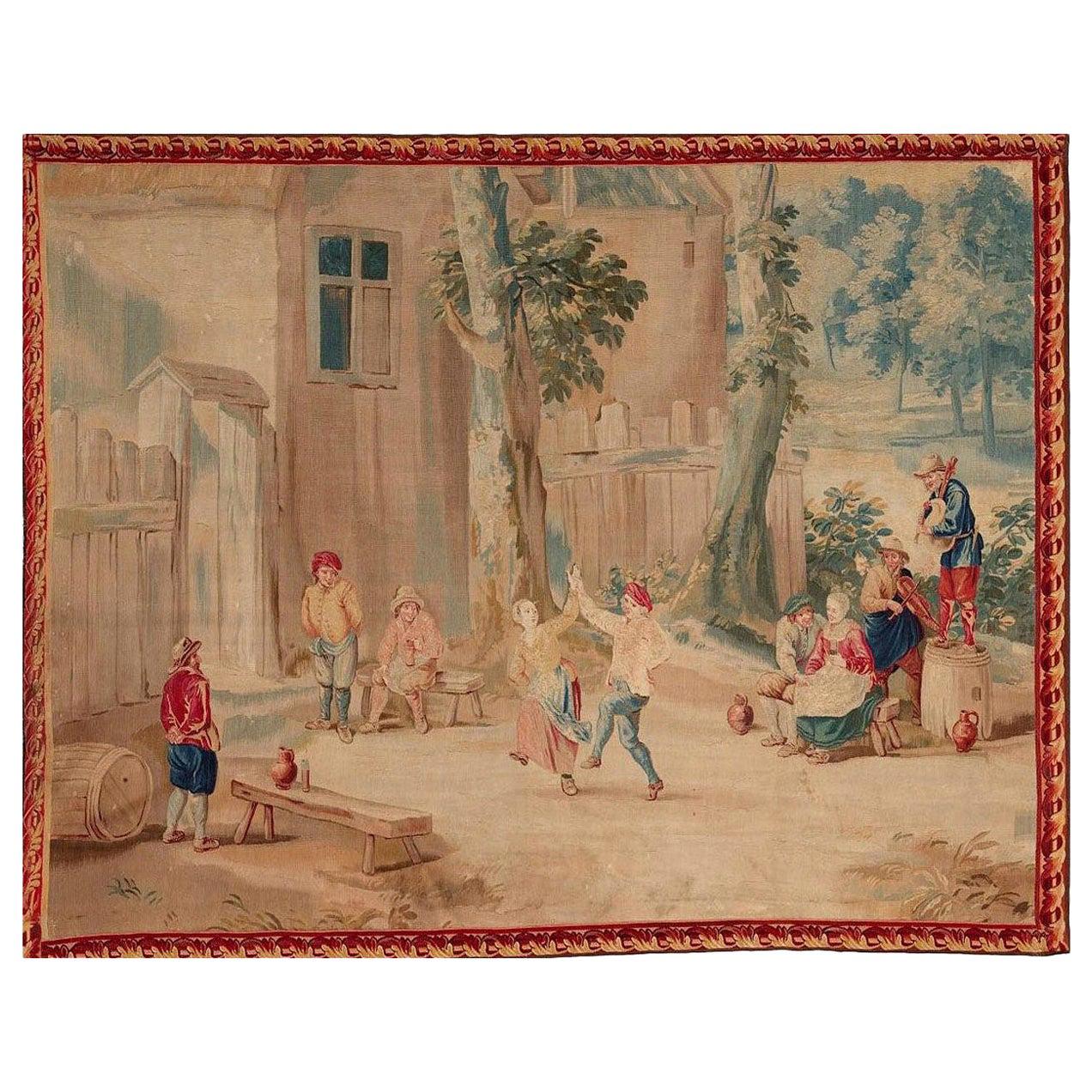 Brussels 18th Century Teniers Tapestry, circa 1780  8' x 6'7