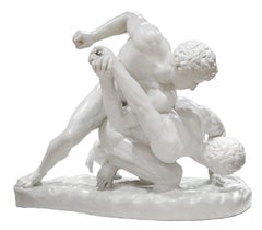 The Wrestlers Life-size Plaster Cast Sculpture Mid-19th Century Male Nude