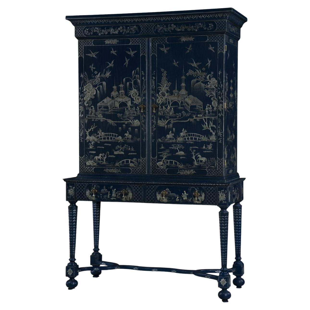 Brussels Cabinet on Stand with Hand-Painted Chinoise Motifs For Sale