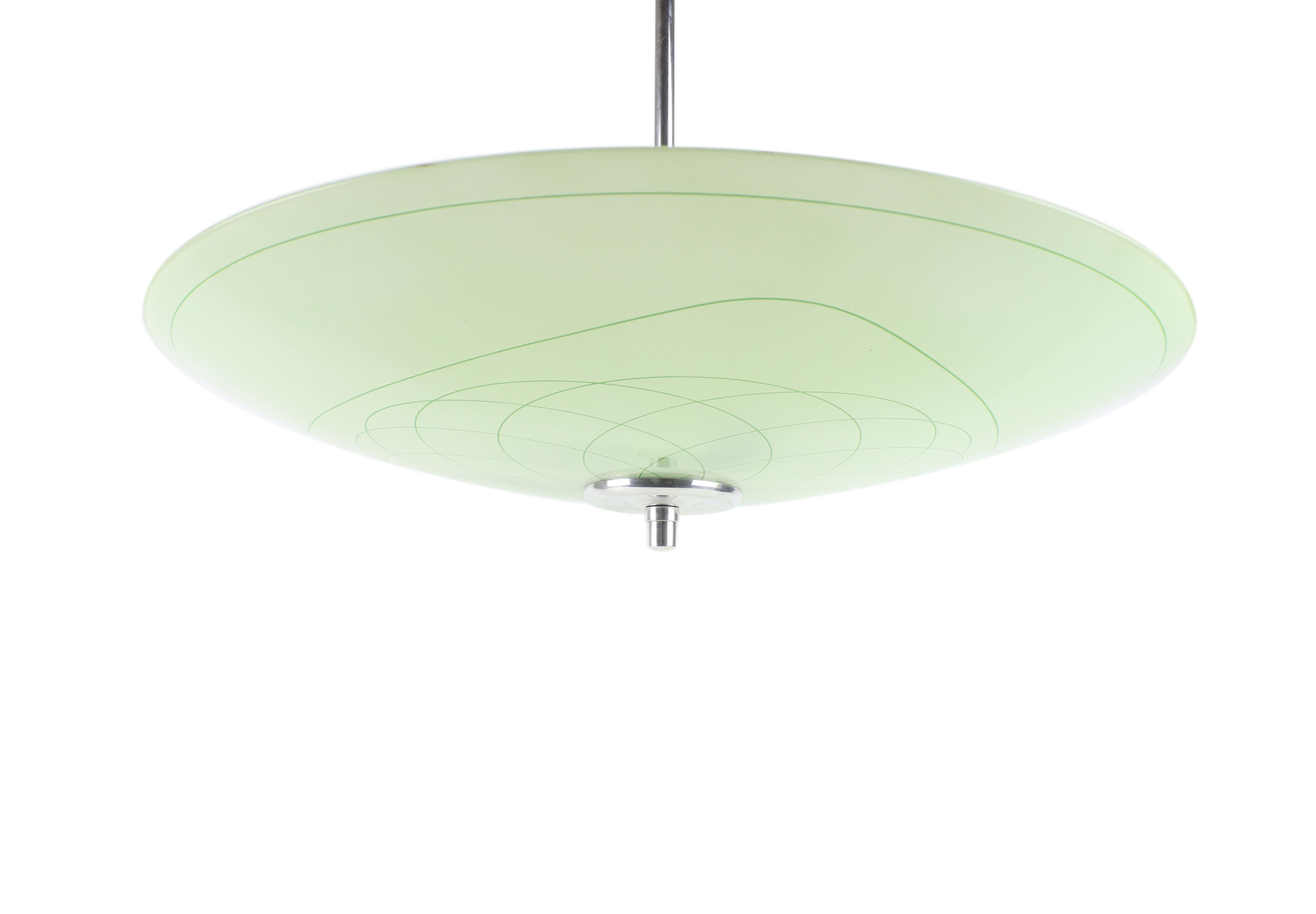 Aluminum Brussels Chandelier with Pea Green Shade
