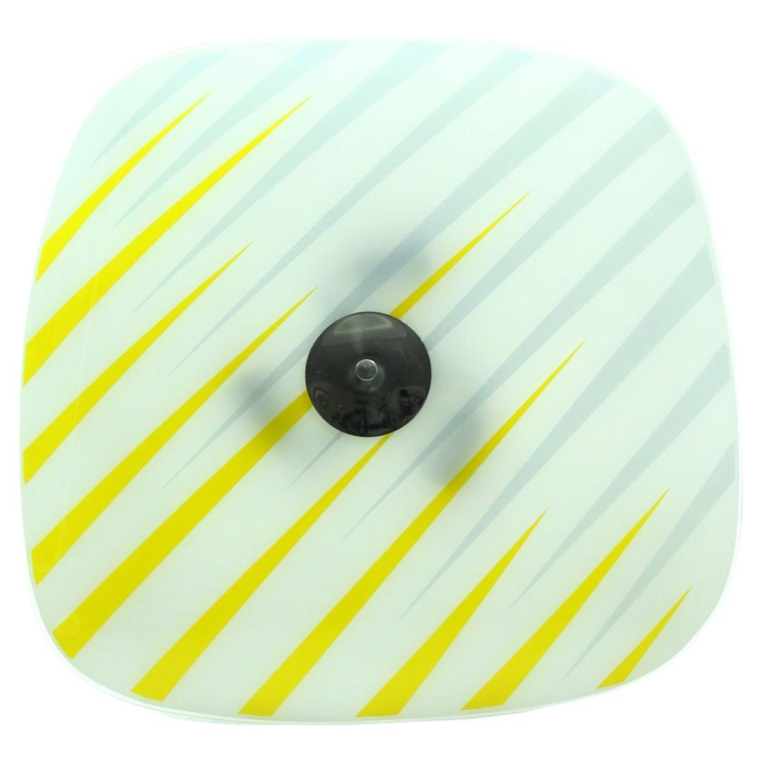Brussels Era Glass Plate Light in Yellow and Gray Stripes, Napako, circa 1960
