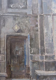 Brussels Street Scene Painting on Canvas, Victor Petré, Belgium, circa 1960