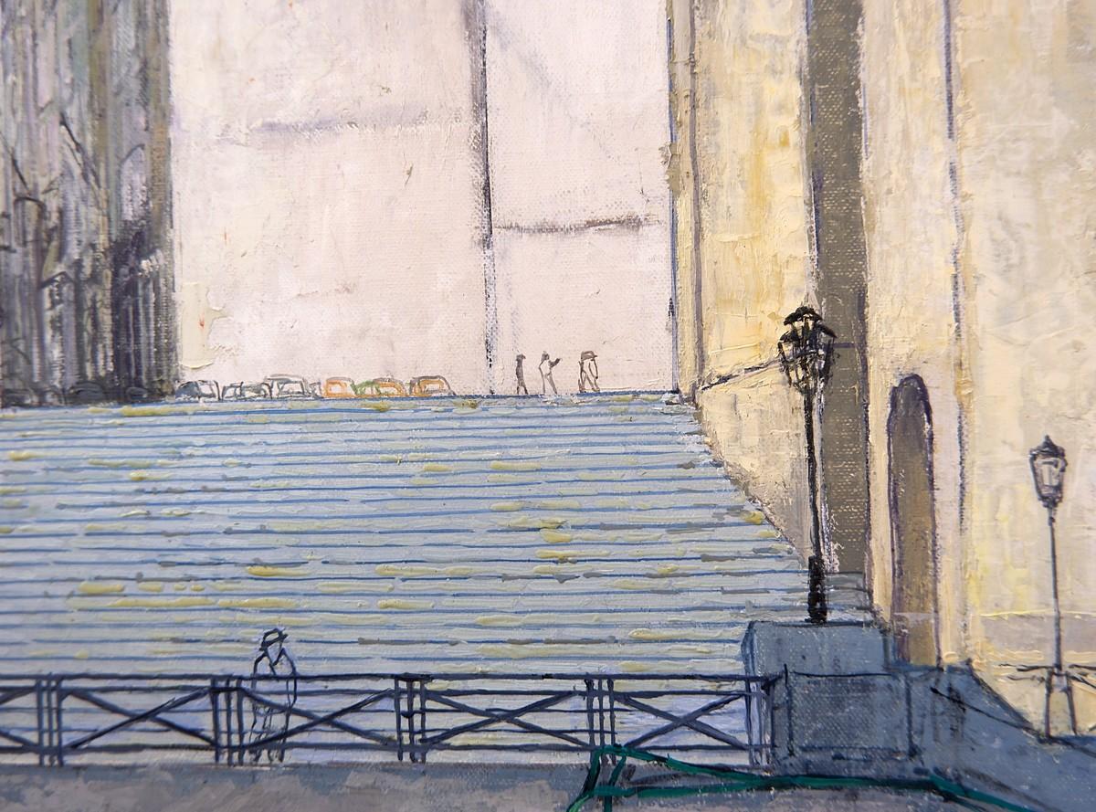 Brüsseler Straßenszene Gemälde auf Leinwand, Victor Petré, Belgien, um 1960 (Moderne der Mitte des Jahrhunderts) im Angebot