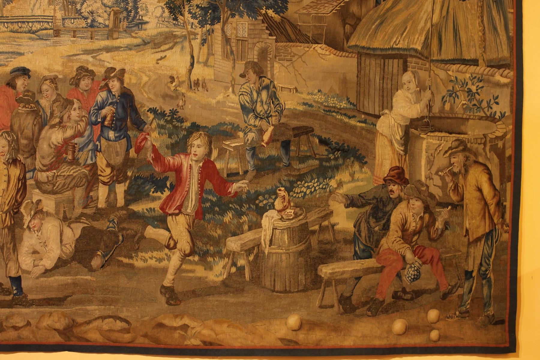Belgian Brussels Tapestry After Teniers, circa 1700 For Sale