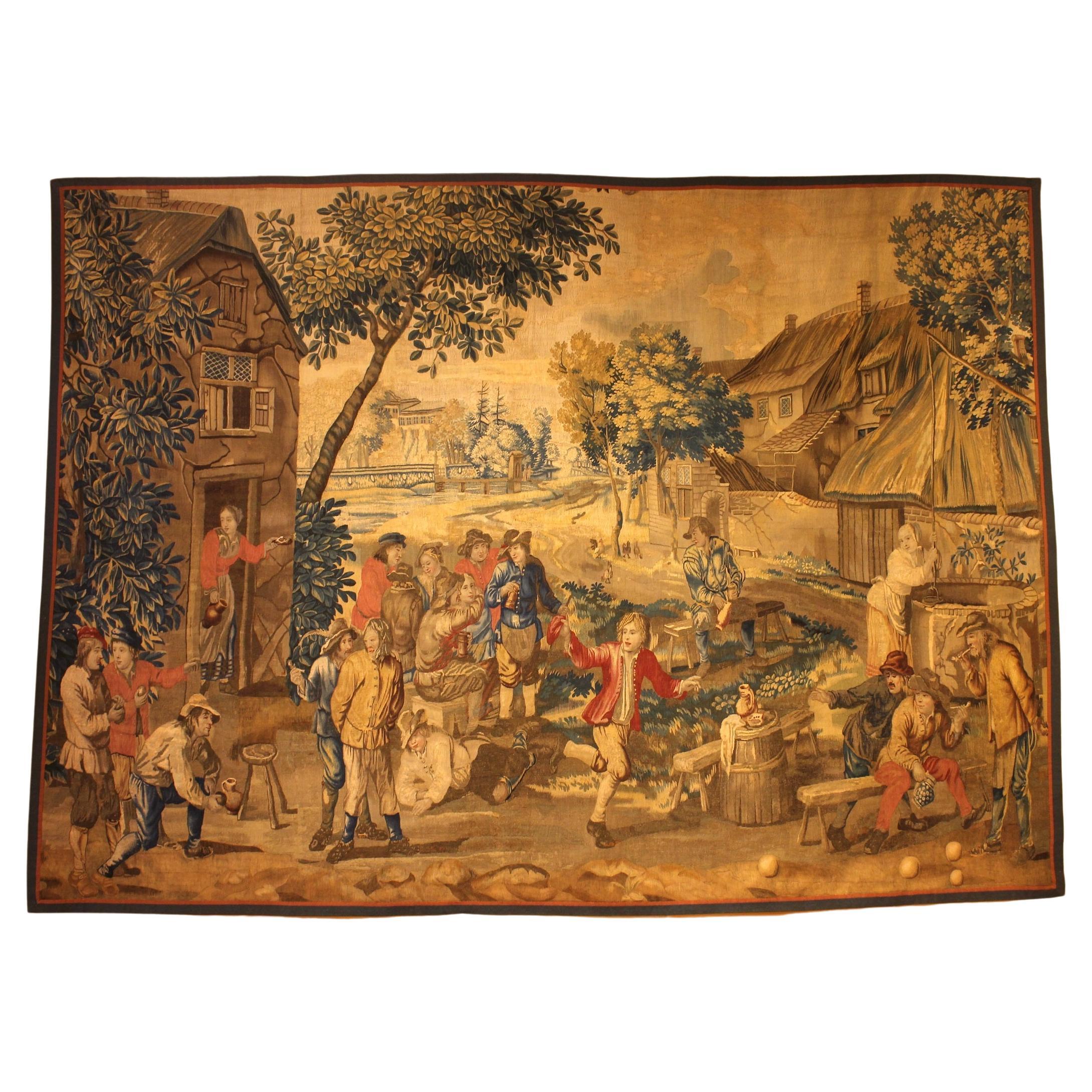 Brussels Tapestry After Teniers, circa 1700 For Sale