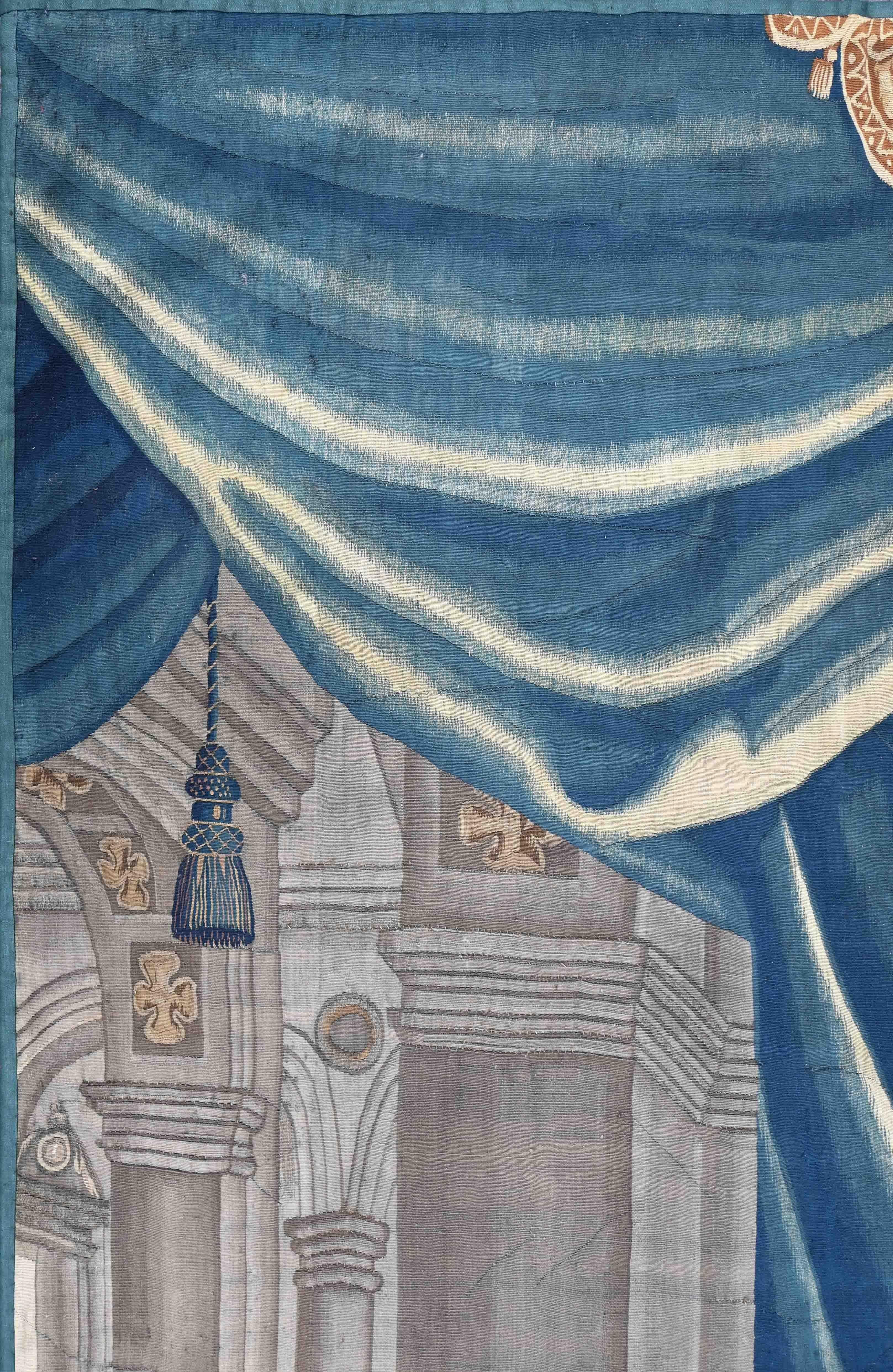 Tapiz de Bruselas Finales del Siglo XVII - Escena de Lección de Música - L1m50xh2m67 - N° 1397 Tejido a mano en venta