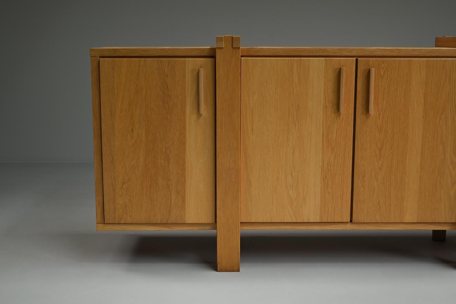 20th Century Brustalist oak sideboard, Belgium. For Sale