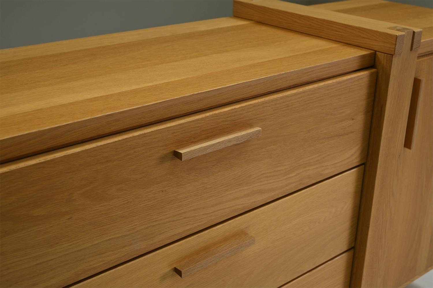 20th Century Brustalist oak sideboard, Belgium. For Sale