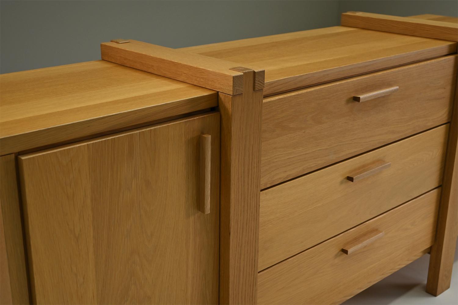 Oak Brustalist oak sideboard, Belgium. For Sale