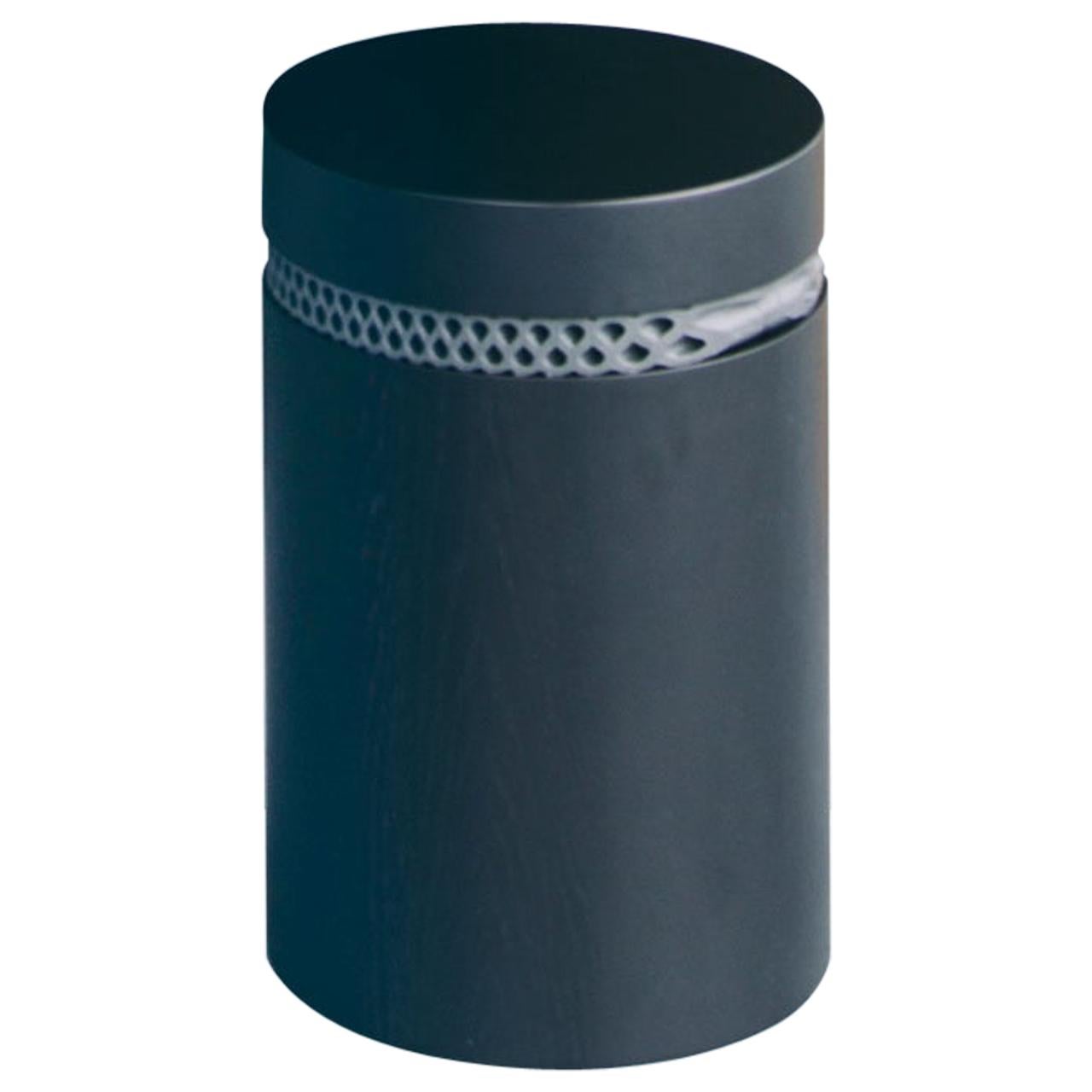 Taburete redondo contemporáneo, madera de roble teñida de negro, diseño belga de barh