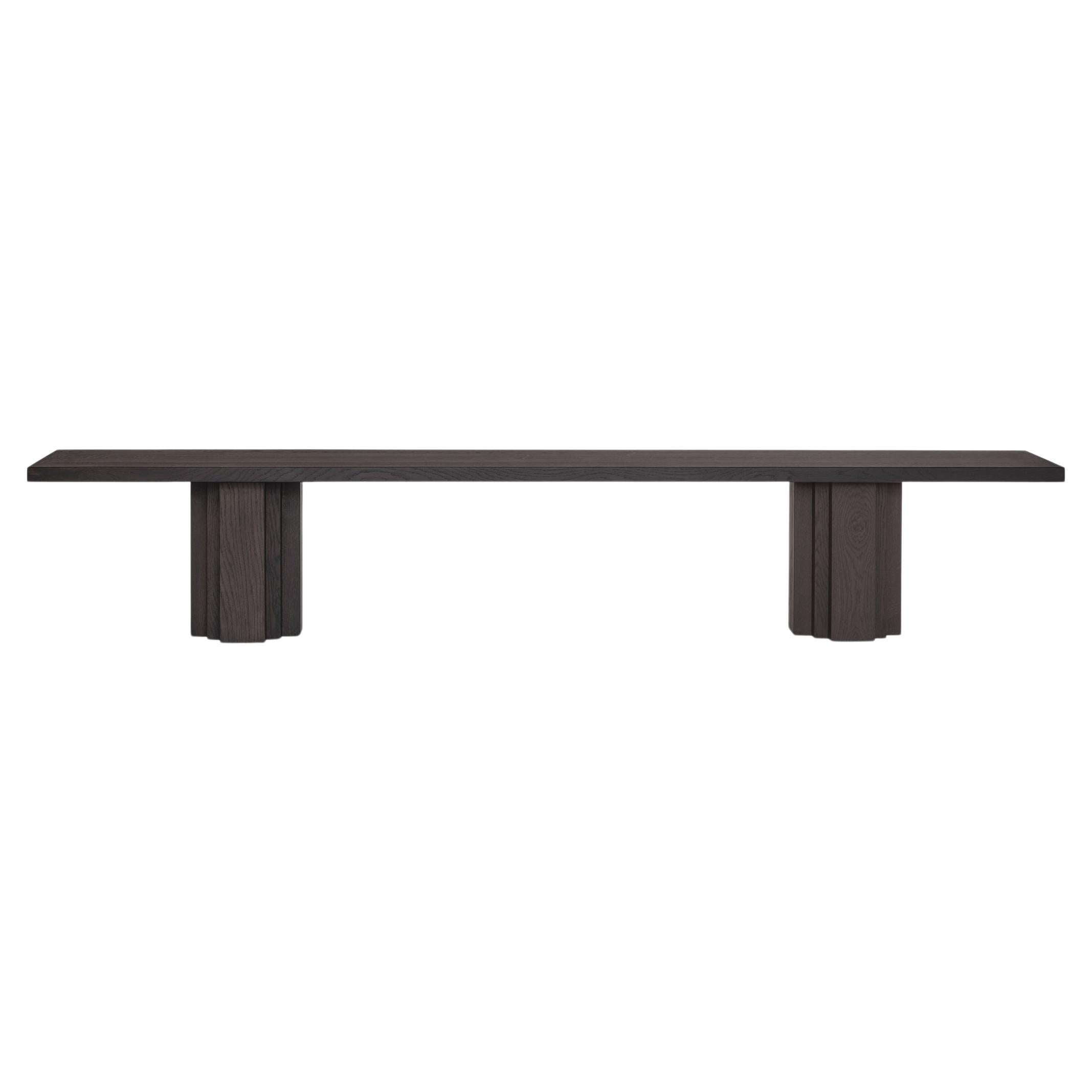 Brut 220 European Dark Oak Rectangular Bench by Mokko Amsterdam For Sale