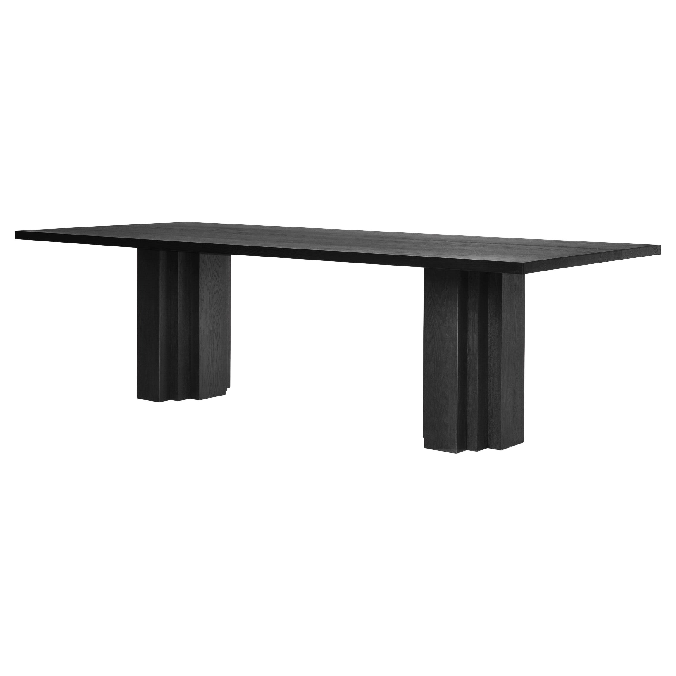 Brut Dining Table by Mokko Amsterdam, Solid Black European Oak, Customizable For Sale