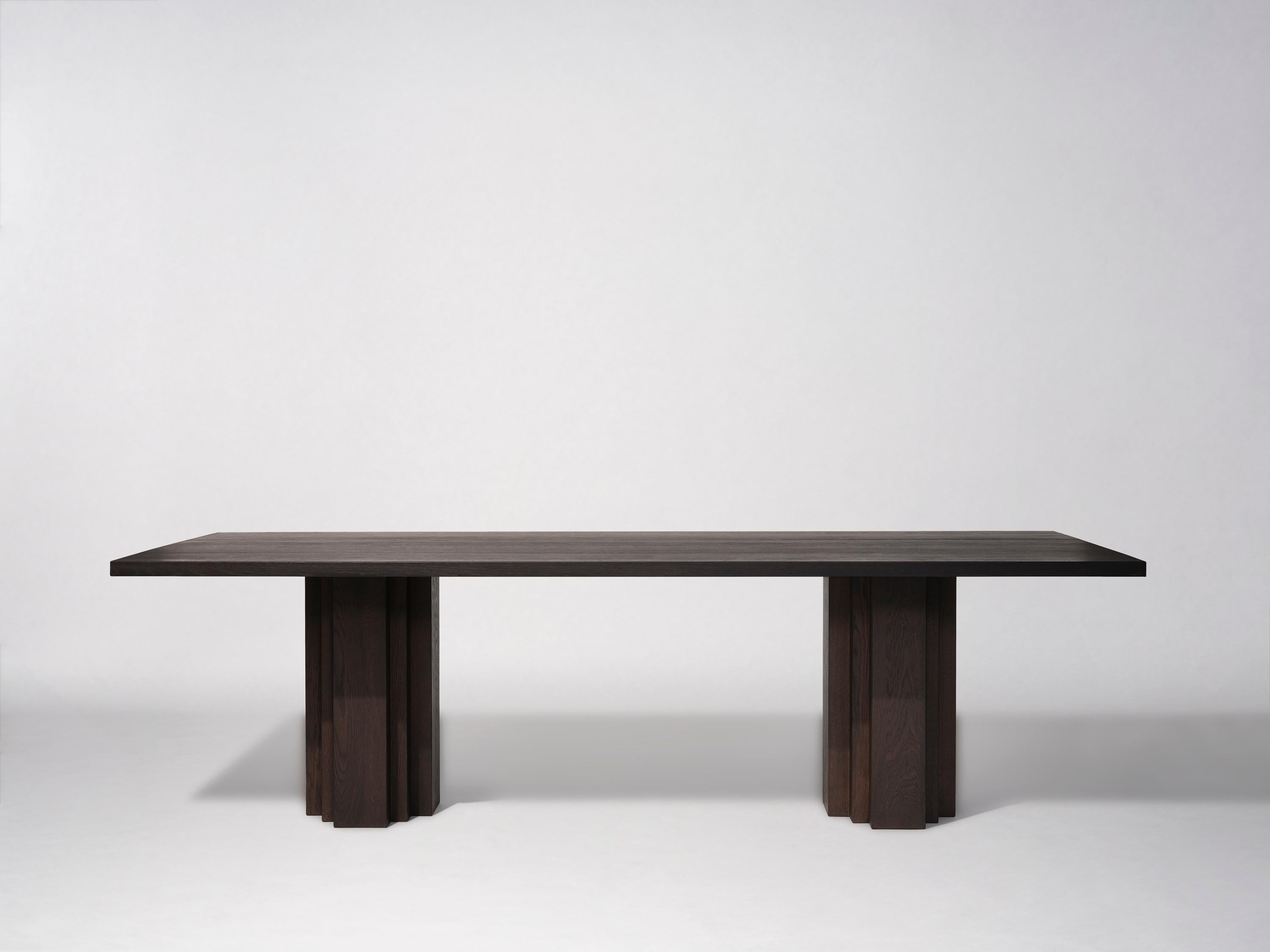 Brutalist Brut Dining Table in Solid Dark Brown Oak by Mokko For Sale