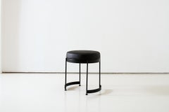 Brut Ottoman/ Dining Stool in Black Cactus Leather by MENO HOME