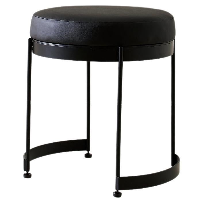 Brut Ottoman/ Dining Stool in Black Cactus Leather by MENO HOME For Sale