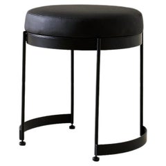 Brut Ottoman/ Dining Stool in Black Cactus Leather by MENO HOME