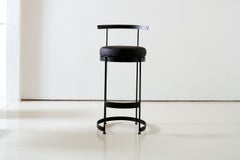 Brut Swivel Barstool in Black Cactus Leather by MENO HOME