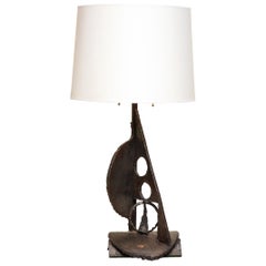 Brutaist Table Lamp Handcrafted Iron Mid-Century Modern American, 1960s